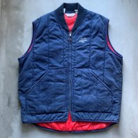 【XXL】90s USA製 Walls コットンシェル ジップアップ ワークベスト ネイビー■ビンテージ オールド アメリカ古着 中綿 ビッグサイズ