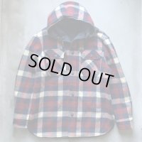 【M/L】80s USA製 Woolrich リバーシブルジャケット パーカー ネイビー×チェック■ビンテージ オールド アメリカ古着 ウールリッチ