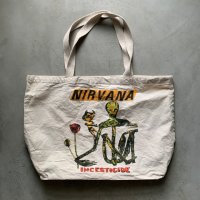 【32cm×48cm】NIRVANA キャンバス地 トートバッグ 生成り色■アメリカ古着 ニルヴァーナ インセスティサイド バンド グランジロック