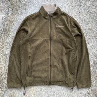 【L/XL】Columbia ジップアップ フリースジャケット カーキ■ビンテージ オールド レトロ アメリカ古着 コロンビア 90s