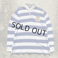 【XXL】SALE!! Polo Ralph Lauren 長袖ポロシャツ 青白 太ボーダー■ビンテージ オールド アメリカ古着 ポロラルフローレン ラガーシャツ