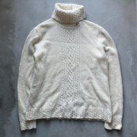 【Ladies or S】LAUREN ラルフローレン カシミア タートルネック セーター 生成り色 白■オールド アメリカ古着 ニット レディース