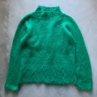 【Ladies】FENN WRIGHT&MANSON ハイネック モヘアセーター グリーン 緑■ビンテージ オールド アメリカ古着 ニット レディース 90s