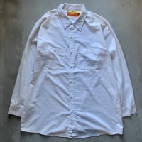 【XL】RED KAP 長袖ワークシャツ 白 生成り色 無地■ビンテージ オールド アメリカ古着 レッドキャップ ビッグサイズ