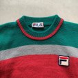 画像2: 【Kids】イタリア製 FILA ウールセーター 赤×緑×グレー■ビンテージ オールド レトロ ヨーロッパ古着 ボーダー フィラ 80s/90s