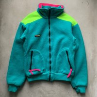 【Kids or Ladies】USA製 Columbia ジップアップ フリースジャケット 緑■ビンテージ オールド レトロ アメリカ古着 90s コロンビア