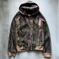 【M】USA製 Cabela's ジップアップ フリースジャケット パーカー リアルツリーカモ■ビンテージ アメリカ古着 カベラス ハンティング