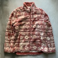 【S/M】Woolrich ジップアップ フリースジャケット 紫 総柄■オールド ウールリッチ アメリカ古着 レディース