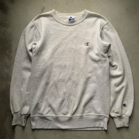 【S or Ladies】90s USA製 Champion スウェット ライトグレー■ビンテージ アメリカ古着 チャンピオン トレーナー ワンポイントロゴ刺繍