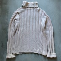 【M/L相当】GAP タートルネック コットンニット セーター アイボリー 白無地■ビンテージ オールドギャップ アメリカ古着 90s Y2K