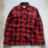 【XS/S or Ladies】Broncho ボックス ウールシャツ 赤黒■ビンテージ オールド レトロ アメリカ古着 50s バッファローチェック