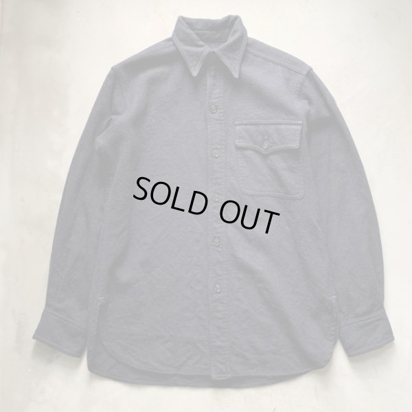 画像1: 【S/M】40s USN 片ポケ ウール CPOシャツ ネイビー 濃紺■ビンテージ オールド アメリカ古着 ミリタリー WW2 米軍実物 オリジナル
