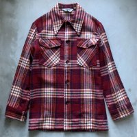 【S】70s Woolrich ウールシャツジャケット 紫チェック■ビンテージ オールド レトロ アメリカ古着 USA製 ウールリッチ ボックス