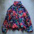 画像1: 【S/M】SALE!! 80s EVR ジップアップ ポリエステルジャケット 総柄■ビンテージ オールド レトロ アメリカ古着 レディース (1)