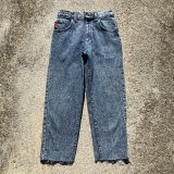 【W27-28】80s-90s USA製 Lee カットオフ デニムパンツ ケミカルウォッシュ■ビンテージ オールド アメリカ古着 リー ジーパン クロップド 