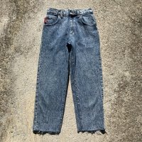 【W27-28】80s-90s USA製 Lee カットオフ デニムパンツ ケミカルウォッシュ■ビンテージ オールド アメリカ古着 リー ジーパン クロップド 