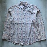 【L/XL】JHANE BARNES 長袖シャツ 総柄 織柄■ビンテージ オールド アメリカ古着 オールコットン ジャガード 90s