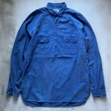 【M/L】LUNG MEI TRADING CO. コットン 長袖プルオーバーシャツ ブルー 青■ビンテージ オールド アメリカ古着 70s/80s 