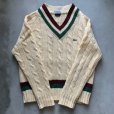 画像5: 【S/M】IZOD LACOSTE Vネック アクリルセーター チルデンニット 生成り色■ビンテージ オールド アメリカ古着 70s/80s ケーブル編み 