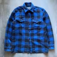 【M/L】Mark's コットン ヘビーネルシャツ 青黒 ブロックチェック■ビンテージ オールド レトロ アメリカ古着 90s シャツジャケット