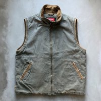 【S/M】Wrangler HERO 裏ボア コットン ジップアップベスト グレー系■ビンテージ オールド アメリカ古着 90s ラングラー コーデュロイ