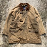 【M(L/XL相当)】90s GAP ブラウンデニム ファイヤーマンジャケット ハーフコート■ビンテージ オールドギャップ アメリカ古着