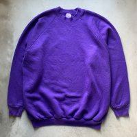 【XL】USA製 FRUIT OF THE LOOM ラグランスウェット パープル 紫無地■ビンテージ オールド アメリカ古着 80s/90s 綿ポリ トレーナー