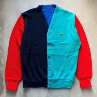 【S/M】IZOD LACOSTE クレイジーパターン アクリルニット カーディガン■ビンテージ オールド レトロ アメリカ古着 80s/90s ラコステ