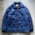 画像1: 【L】60s Lakeland 中綿 キルティングジャケット 青 総柄■ビンテージ オールド アメリカ古着 ナイロン ジップアップ スキー (1)