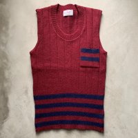 【Ladies or Kids】Lamp Lighter ポケット付き ニットベスト えんじ■ビンテージ レトロ アメリカ古着 70s レディース キッズ セーター