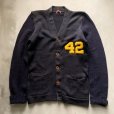 画像1: 【XS/S or Ladies】30s-40s O'shea ウール レタードカーディガン ネイビー 濃紺■ビンテージ アメリカ古着 レディース ニット セーター (1)