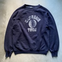 【S/M】80s USA製 sportswear カレッジプリント スウェット ネイビー 紺■ビンテージ オールド アメリカ古着 トレーナー レディース