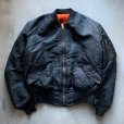 画像1: 【M/L】USA製 ALPHA INDUSTRIES MA-1 フライトジャケット ブラック 黒無地■ビンテージ オールド アメリカ古着 アルファ レプリカ (1)