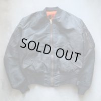 【M/L】USA製 ALPHA INDUSTRIES MA-1 フライトジャケット ブラック 黒無地■ビンテージ オールド アメリカ古着 アルファ レプリカ