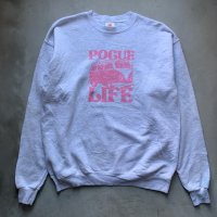 【M】POGUE LIFE ワーゲンバス プリント スウェット ライトグレー×ピンク■アメリカ古着 トレーナー VW フォルクスワーゲン