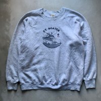 【L/XL】80s-90s USA製 モスキート 海軍 プリントスウェット グレー■ビンテージ アメリカ古着 フルーツオブザルーム ミリタリー ラグラン