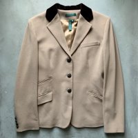 【Ladies or XS】SALE!! LAUREN ウール テーラードジャケット ベージュ■ビンテージ オールド レトロ アメリカ古着 ラルフローレン 