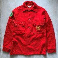 【XS/S or Ladies】60s BSA ボーイスカウト ワッペン付き ウールシャツジャケット レッド 赤■ビンテージ オールド レトロ アメリカ古着