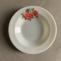 【21.5cm】イングランド製 JAJ PYREX ミルクガラス プレート 薔薇■ビンテージ アンティーク 雑貨 お皿 パイレックス No.1