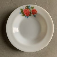 【21.5cm】イングランド製 JAJ PYREX ミルクガラス プレート 薔薇■ビンテージ アンティーク 雑貨 お皿 パイレックス No.2