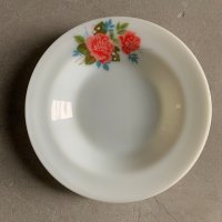 【21.5cm】イングランド製 JAJ PYREX ミルクガラス プレート 薔薇■ビンテージ アンティーク 雑貨 お皿 パイレックス No.4