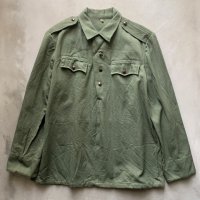 【S/M】ブルガリア軍 プルオーバー シャツジャケット オリーブ■ビンテージ オールド ヨーロッパ古着 ユーロミリタリー ユーティリティ