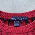 画像3: 【L/XL】90s nautica コットンニット セーター 赤黒チェック■ビンテージ オールド アメリカ古着 ノーティカ ビッグサイズ