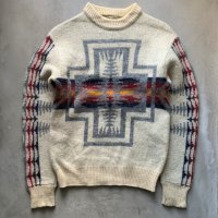 【Ladies】70s USA製 Pendleton ネイティブ柄 ウールセーター 生成り色■ビンテージ オールド アメリカ古着 レディース ペンドルトン