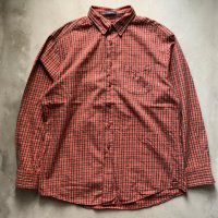 【L/XL】PENDLETON コットン×ウール ボタンダウン 長袖シャツ 赤チェック■ビンテージ オールド アメリカ古着 ペンドルトン