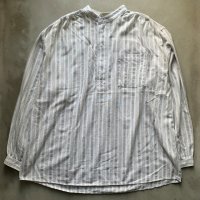 【XL/XXL】USA製 PALO DURO バンドカラー プルオーバー 長袖シャツ 白ストライプ■ビンテージ オールド アメリカ古着 90s ビッグサイズ