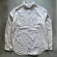 【L/XL】Levi's 長袖シャツ ホワイト 白無地 生成り色■ビンテージ オールド アメリカ古着 リーバイス 2000s Y2K 白シャツ