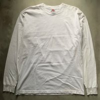 【XL】USA製 BAY SIDE 長袖Tシャツ ロンT ホワイト 白無地■ビンテージ オールド アメリカ古着 コットン ビッグサイズ