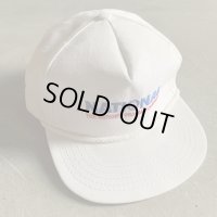 【Free】デッドストック USA製 刺繍入り スナップバック キャップ 白■ビンテージ オールド アメリカ古着 帽子 80s/90s 企業 ナショナル