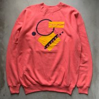 【L】USA製 80s HANES Γφβ ソロリティ コットン×アクリル ラグランスウェット ピンク■ビンテージ オールド アメリカ古着 ヘインズ